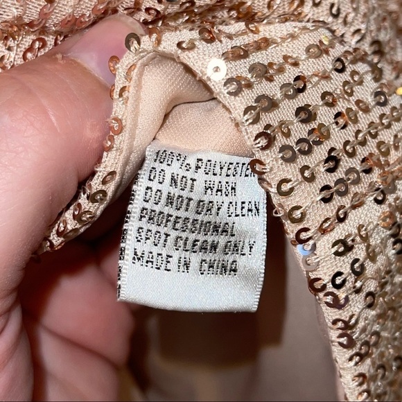 Ieena for Mac Duggal Rose Gold Sequin Twist Front Mini Dress NWT Size 8 26496 - Picture 13 of 14